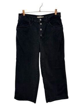 LEVI’S Mile High Cropped Wide Leg Jeans Button Fly Black Size 31 Retro Women’s